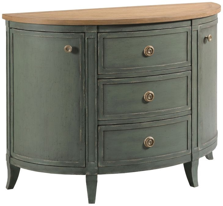 Woodfield Green 3 Drawer Demilune Chest