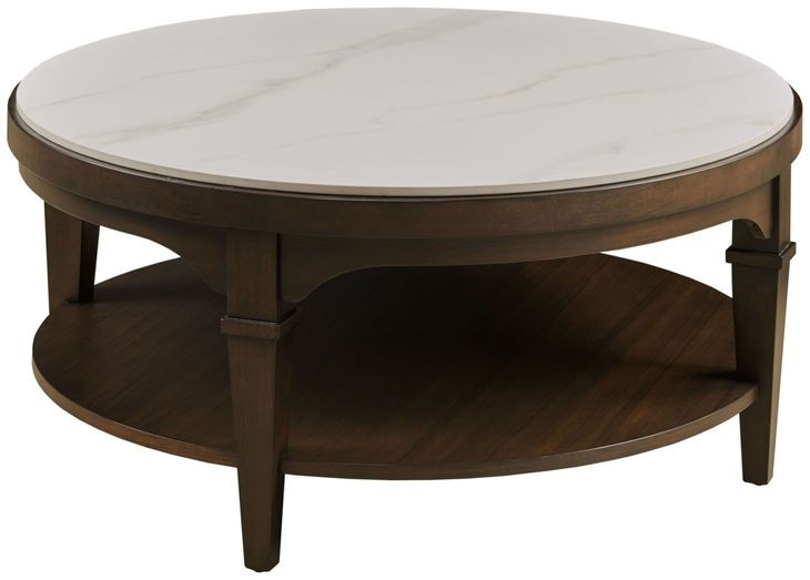 Giselle Sable And Nickel Faux Stone Top Coffee Table