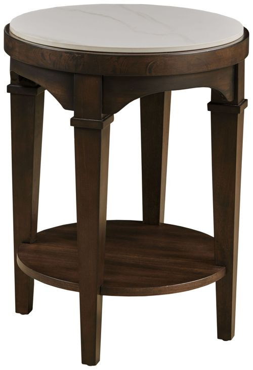 Giselle Sable And Nickel Faux Stone Top Chairside Table