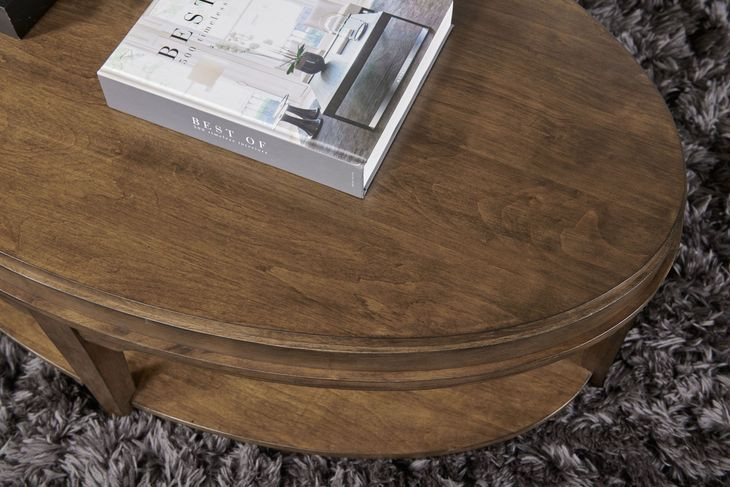 Nicolette Hamilton Auburn Oval Coffee Table with Casters