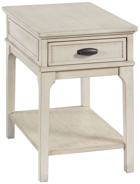 Serra Hamilton Classic White Rectangular Charging Chairside Table