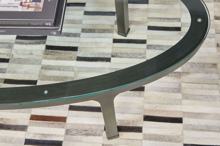 Ala Carte Earthtone Oval Glass Top Coffee Table