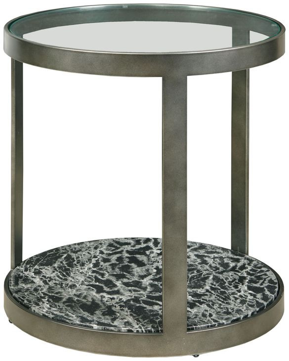 Ala Carte Earthtone Round Glass Top End Table