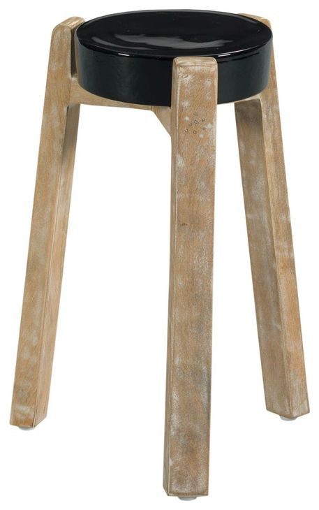 Hidden Treasures Black and Brown Round Glass Top Accent Table