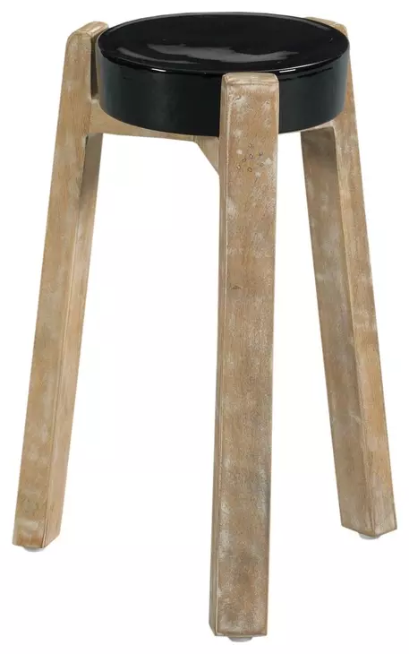 Hidden Treasures Black and Brown Round Glass Top Accent Table