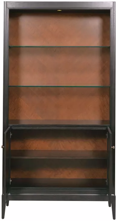 Hidden Treasures Victor Dark Stain 2 Door Bookcase Cabinet with LED