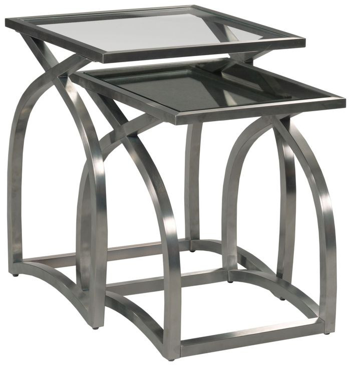 Hidden Treasures Vault Gray Square Glass Top End Table