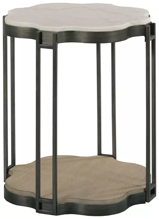 Hidden Treasures Quatrefoil Black and Brown Quatrefoil Marble Top End Table