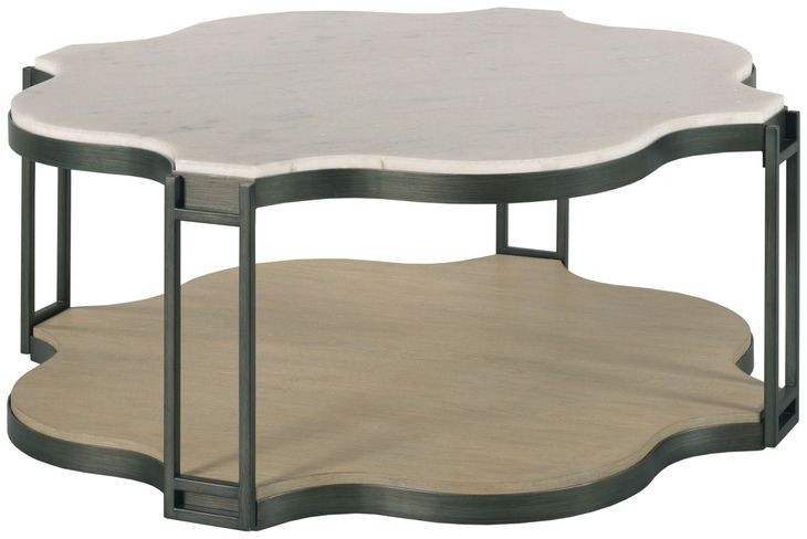 Hidden Treasures Quatrefoil Black and Brown Quatrefoil Marble Top Cocktail Table