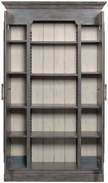 Hidden Treasures Poplar Gray Bookcase Display with 15 Shelves