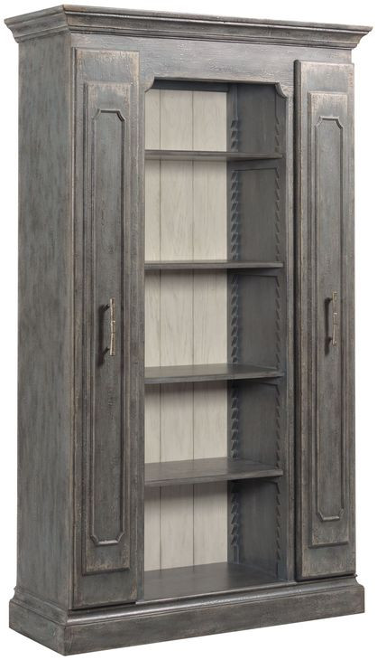 Hidden Treasures Poplar Gray Bookcase Display with 15 Shelves