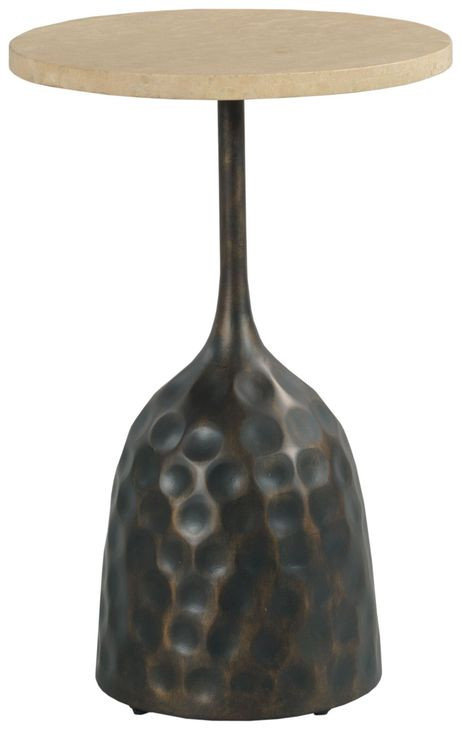 Hidden Treasures Essential Beige and Black Round Accent Table