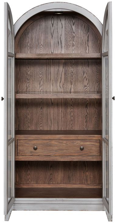 Hidden Treasures Gray and Brown Arched Display Cabinet with LED