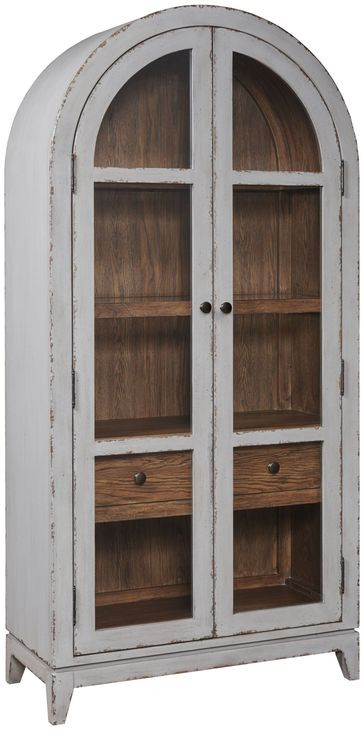 Hidden Treasures Gray and Brown Arched Display Cabinet with LED