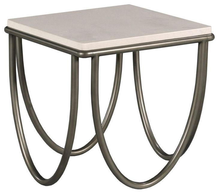 Hidden Treasures White and Gray Square Limestone End Table