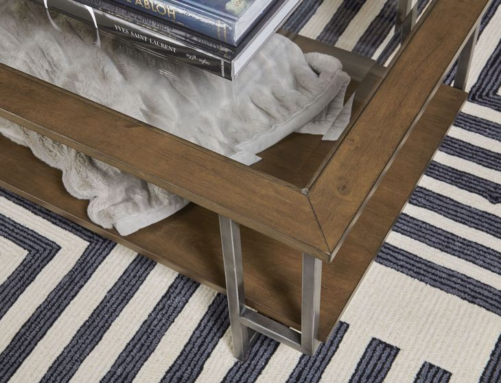 Ingrid Dark Stain Rectangular Glass Top Cocktail Table