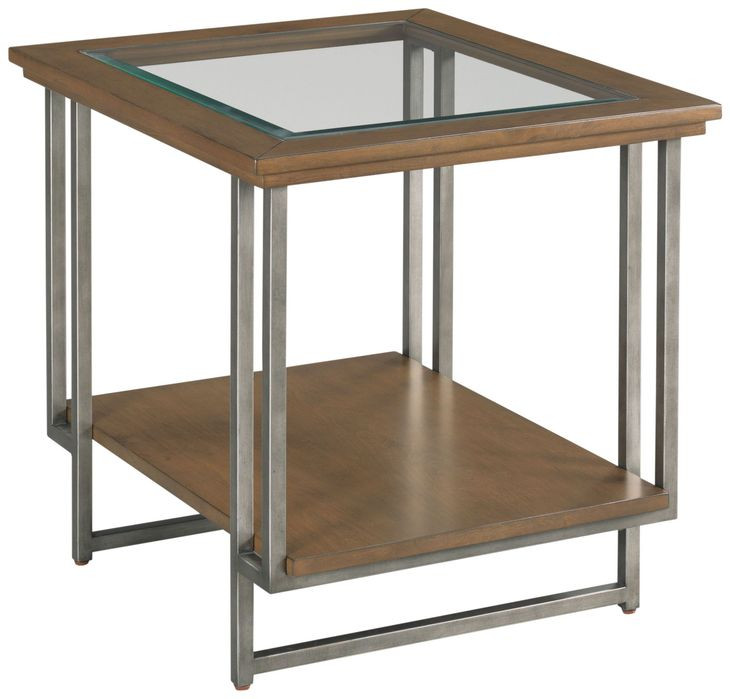 Ingrid Brown and Gray Rectangular Glass Top End Table