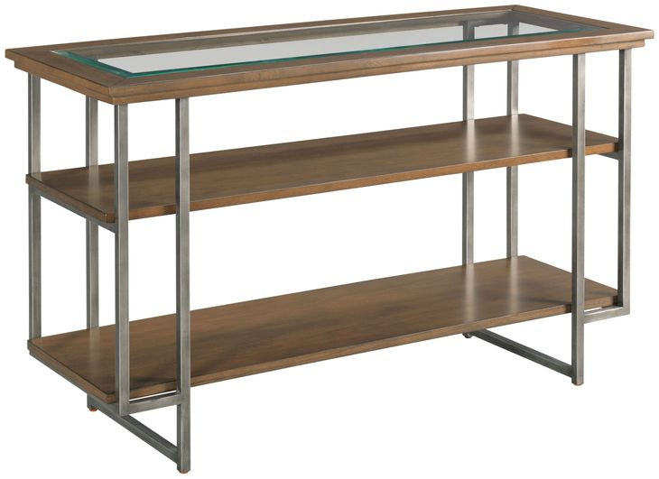 Ingrid Brown and Gray Rectangular Glass Top Console Table
