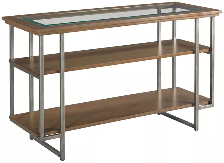 Ingrid Brown and Gray Rectangular Glass Top Console Table