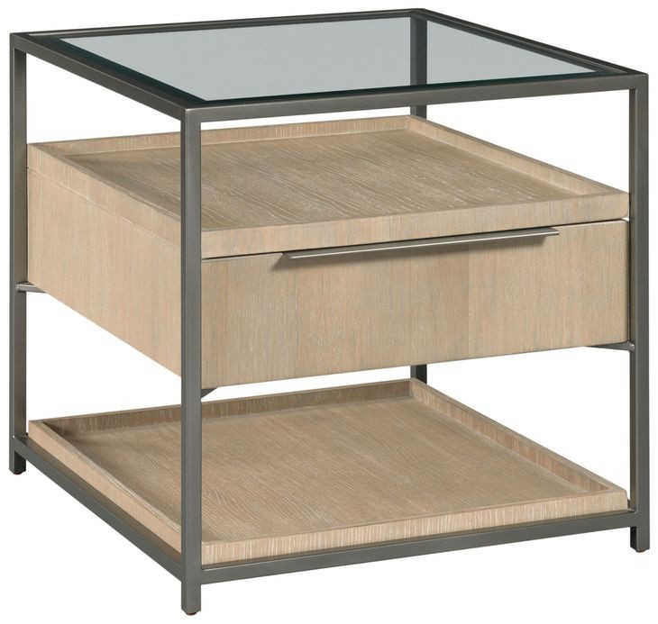 Jive Light Stain Square Glass Top End Table