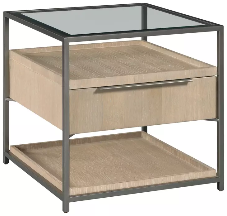 Jive Light Stain Square Glass Top End Table