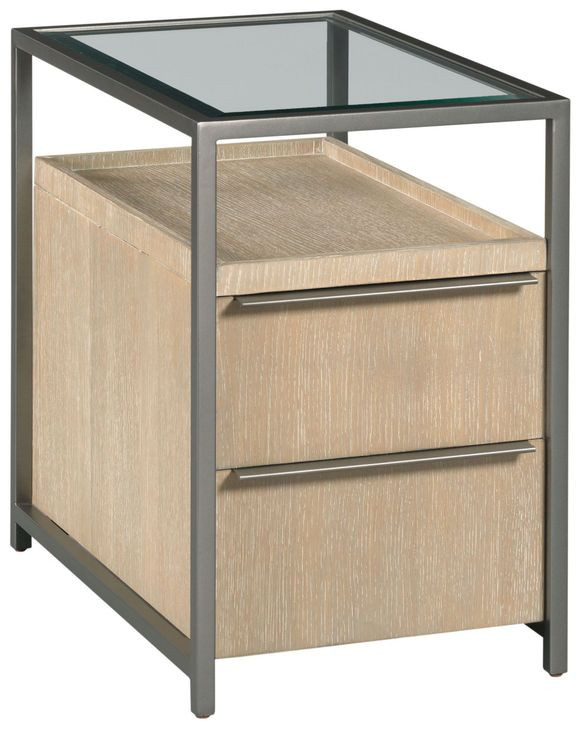 Jive Light Stain and Gray Rectangular Glass Top Charging Chairside Table