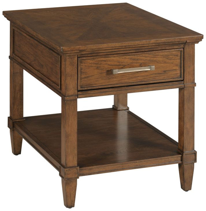Longham Warm Auburn Rectangular End Table with 1 Drawer
