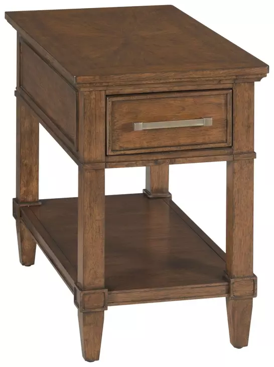 Longham Warm Auburn Rectangular Charging Chairside Table