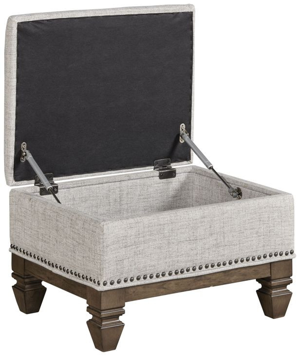 Maribelle Brown Rectangular Storage Ottoman with Nailhead
