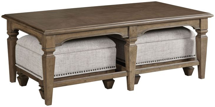 Maribelle Dark Stain Rectangular Nesting Cocktail Table with Ottoman