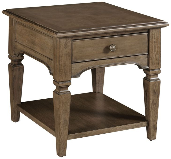Maribelle Dark Stain Square Drawer End Table