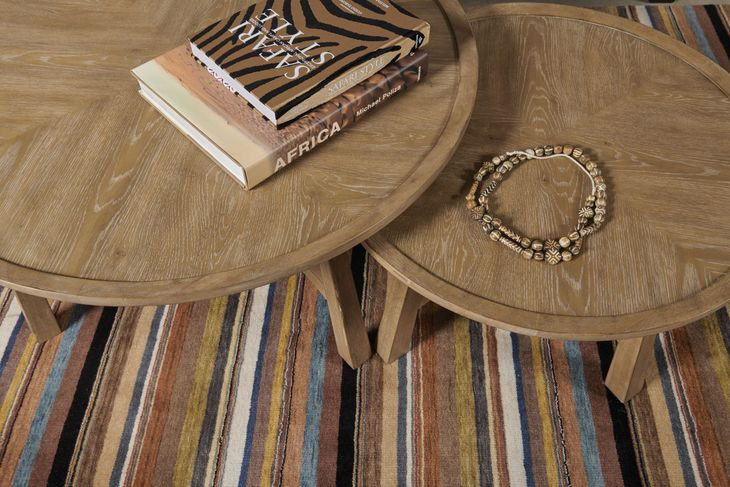 Milo Light Stain Round Cocktail Table Set