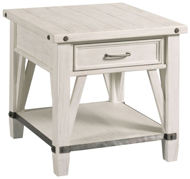 Richter White Drawer End Table