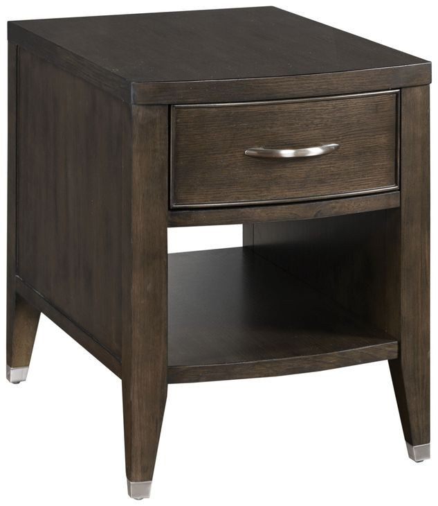 Tesha Dark Stain Rectangular Chairside Table with USB Charging