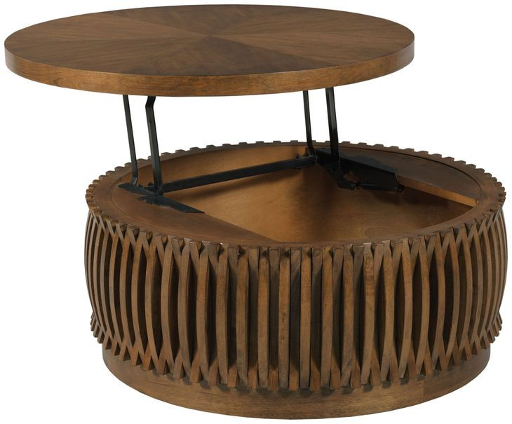 Hidden Treasures Medium Stain Round Lift Top Coffee Table