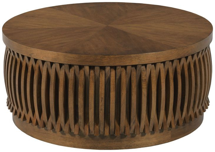 Hidden Treasures Medium Stain Round Lift Top Coffee Table