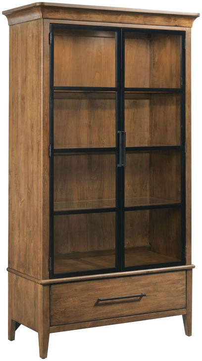 Gillian Warm Brunette 2 Door Display Cabinet with 1 Drawer and LED Light