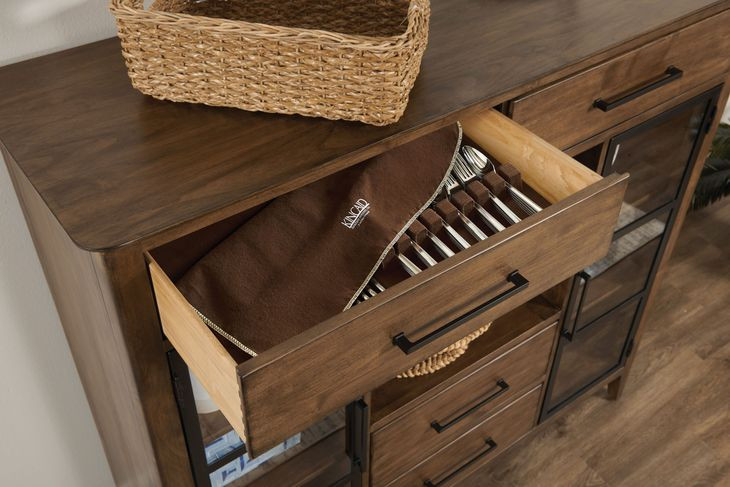 Abode Kingsley Medium Stain 4 Drawer Display Buffet