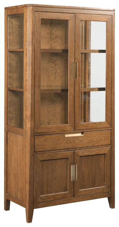 Aspire Summit Medium Stain 4 Door Display Cabinet with LED