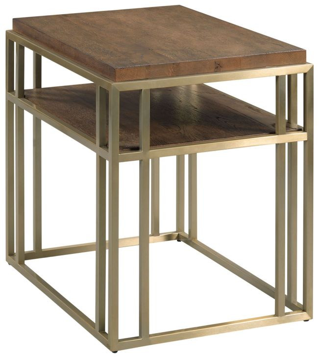 Brighton-Acquisitions Brighton Medium Stain and Gold Rectangular Chairside Table