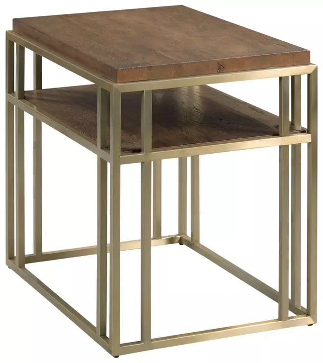Brighton-Acquisitions Brighton Medium Stain and Gold Rectangular Chairside Table