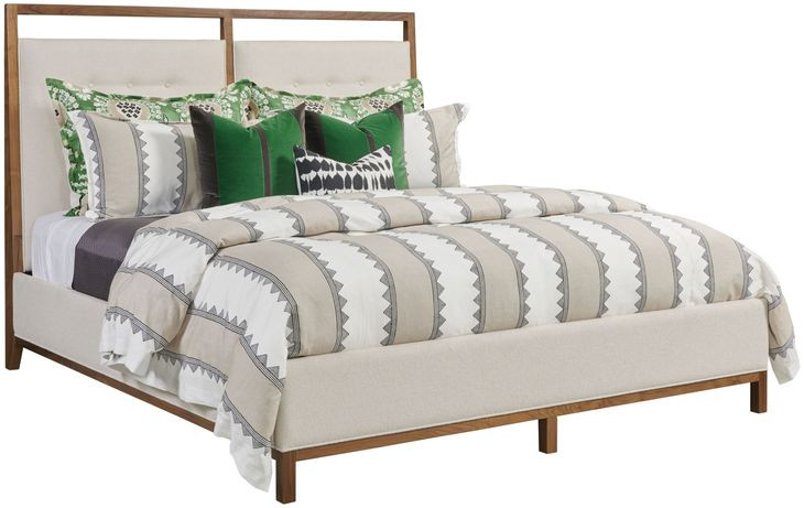 Monogram Walnut Pinehurst Medium Stain California King Upholstered Panel Bed