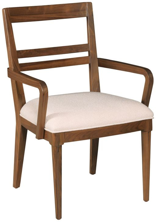 Monogram Walnut Clubhouse Cream Upholstered Arm Chair