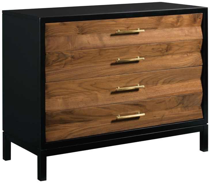 Monogram Walnut Backbay Black and Brown 4 Drawer Accent Chest