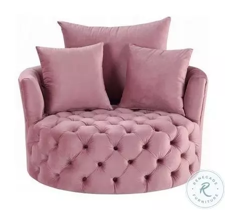 Zunyas Pink Velvet Accent Chair with Swivel
