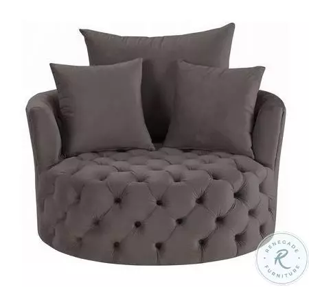 Zunyas Gray Velvet Accent Chair with Swivel