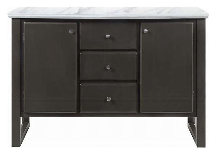 Madan Gray Oak and White 2 Door Marble Top Server