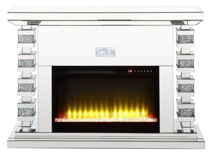 Noralie Silver and Gray 47" Fireplace with Bluetooth