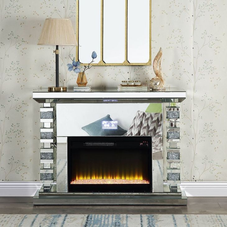 Noralie Silver and Gray 47" Fireplace with Bluetooth