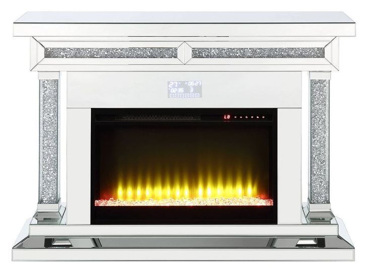 Noralie Silver and Gray 47" Fireplace with Bluetooth and LED